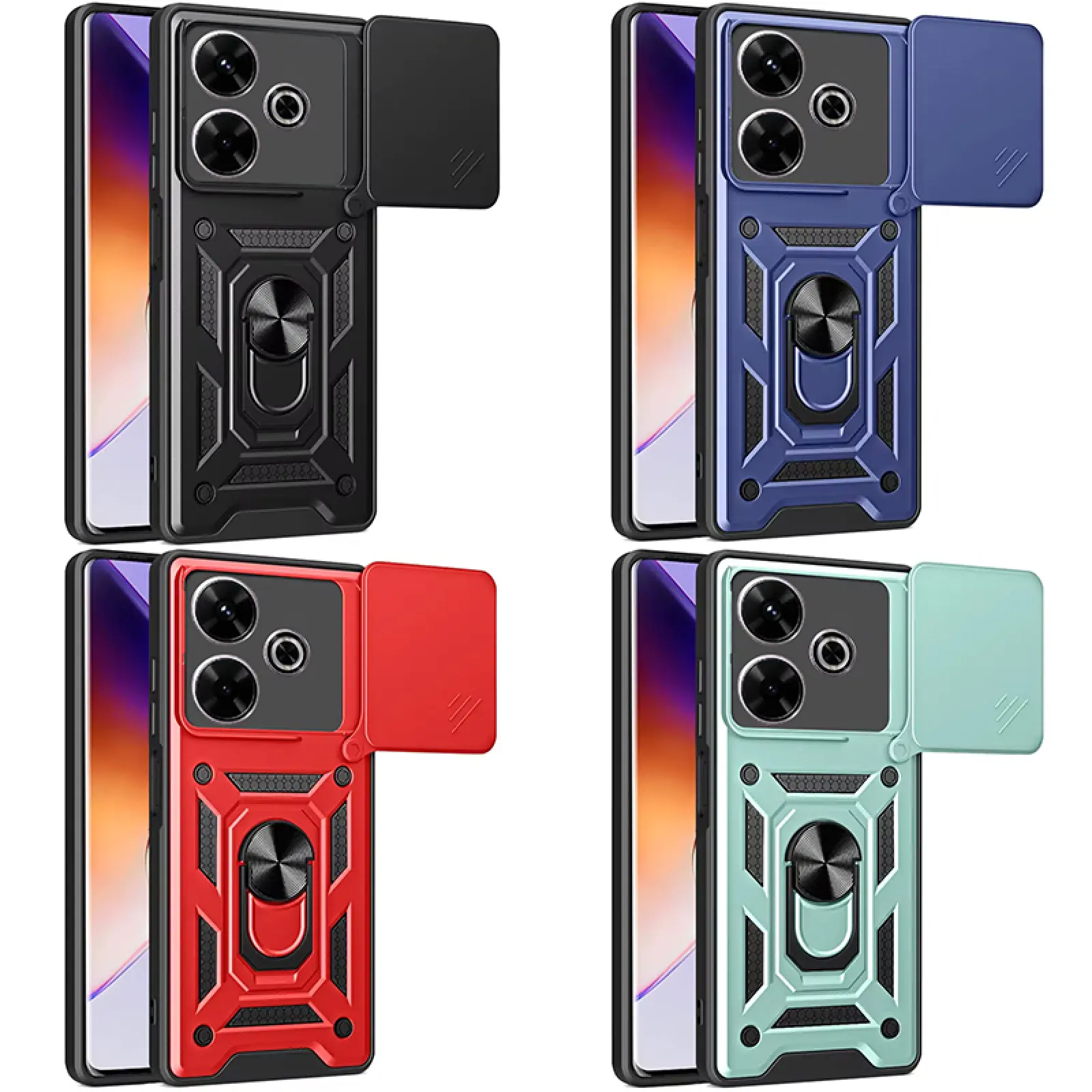 Чехол Ummi Camshield Serge Ring для Xiaomi Redmi 13 4G / Poco M6 4G, TPU+PC, купить оптом с доставкой