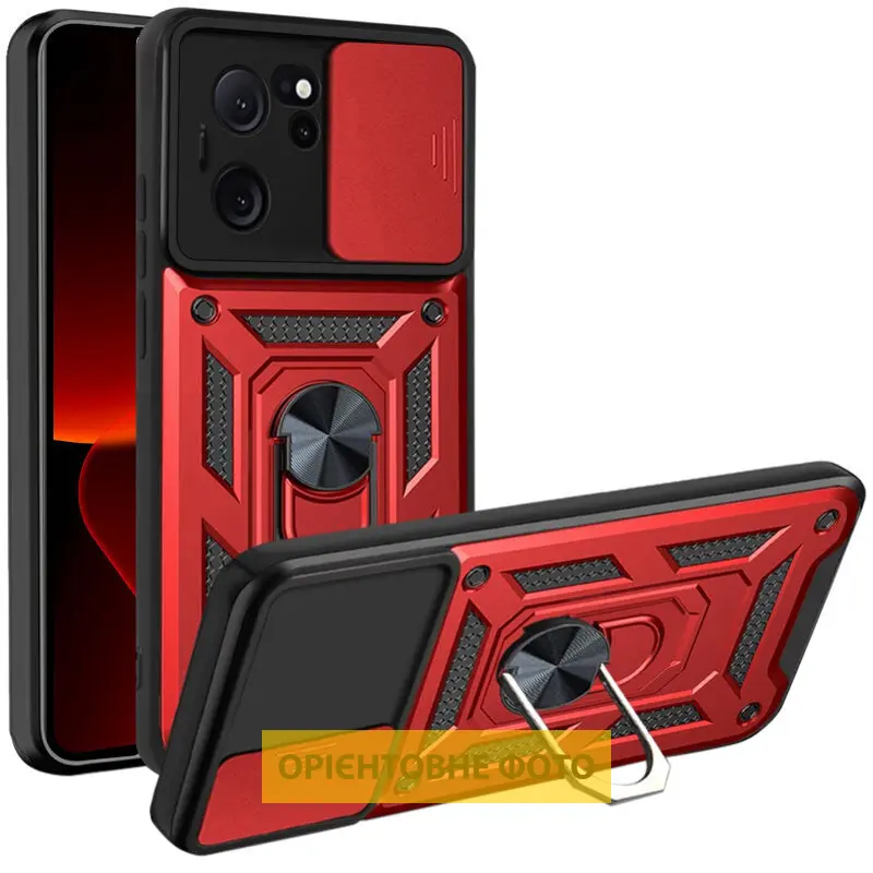 Чехол Ummi Camshield Serge Ring для Xiaomi Poco F6, Красный / Red, TPU+PC, купить оптом с доставкой