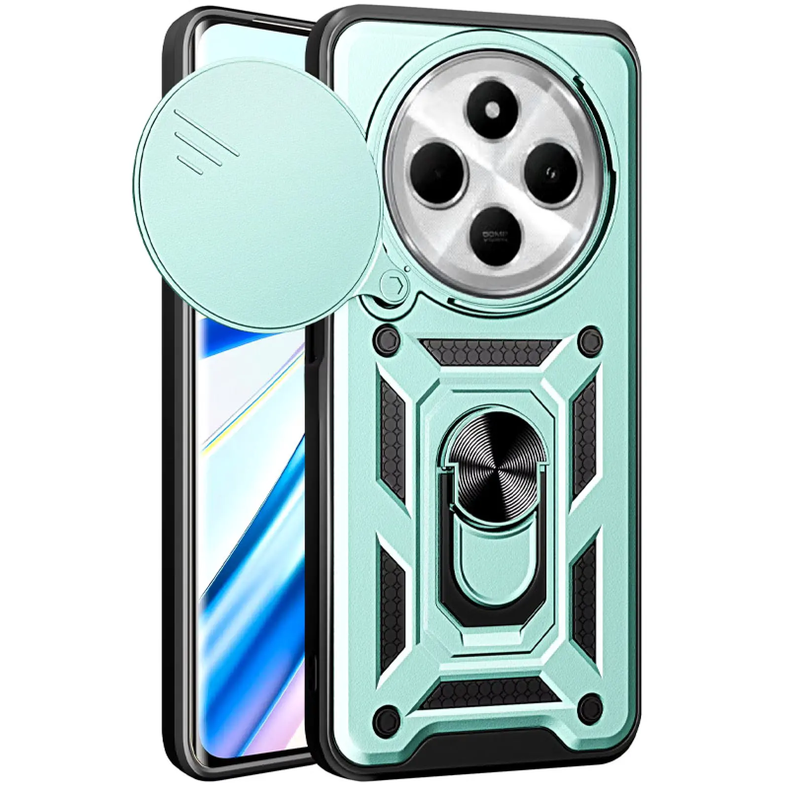 Чехол Ummi Camshield Serge Ring для Xiaomi Redmi 14C / A4 / Poco C75 / M7 5G, Зеленый, TPU+PC, купить оптом с доставкой