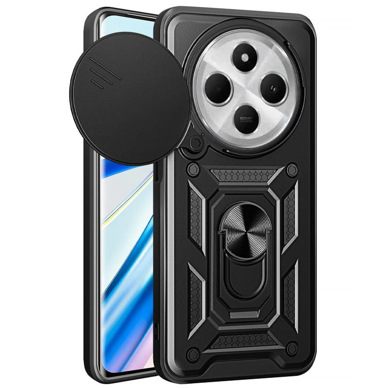 Противоударный чехол Ummi Camshield Serge Ring для Xiaomi Redmi 14C / Poco C75 | Бронированый с кольцом-подставкой на картинке №1