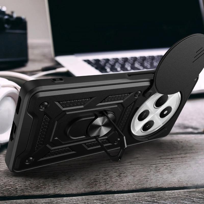 Противоударный чехол Ummi Camshield Serge Ring для Xiaomi Redmi 14C / Poco C75 | Бронированый с кольцом-подставкой на картинке №2
