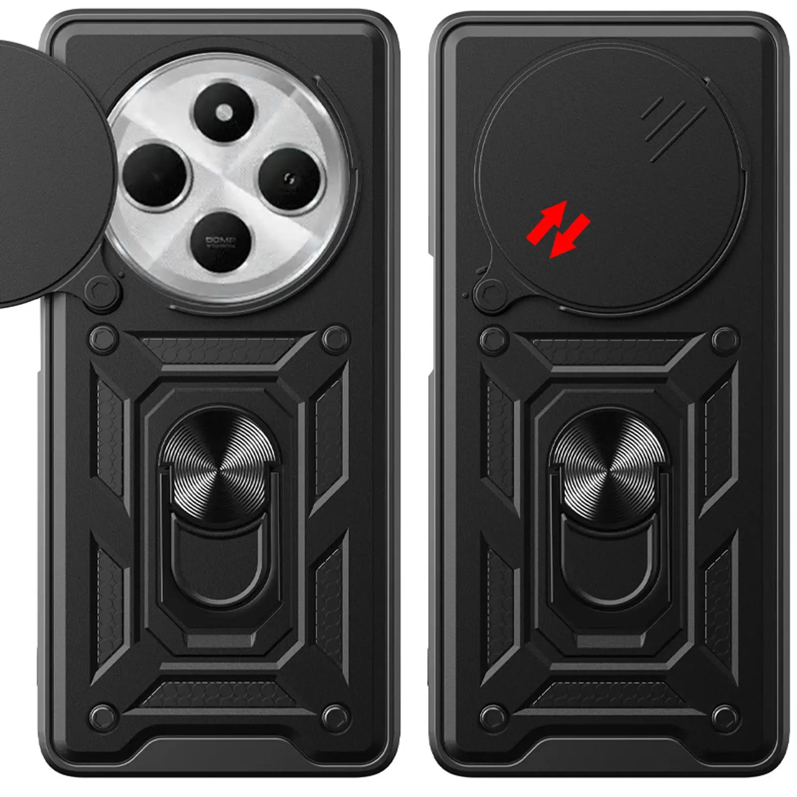 Чехол Ummi Camshield Serge Ring для Xiaomi Redmi 14C / A4 / Poco C75 / M7 5G, Черный 2, TPU+PC, купить оптом с доставкой