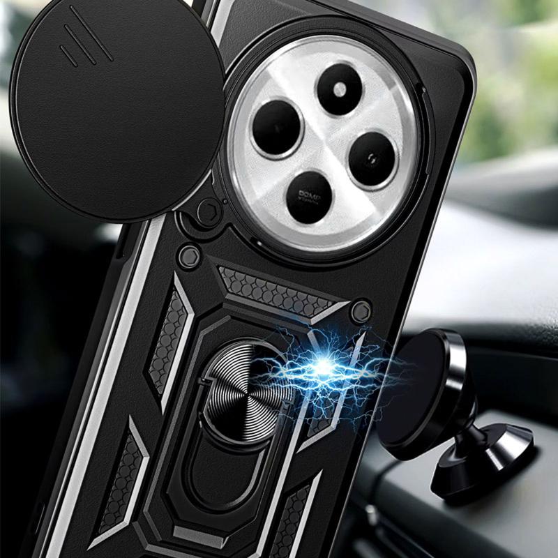 Противоударный чехол Ummi Camshield Serge Ring для Xiaomi Redmi 14C / Poco C75 | Бронированый с кольцом-подставкой на картинке №4