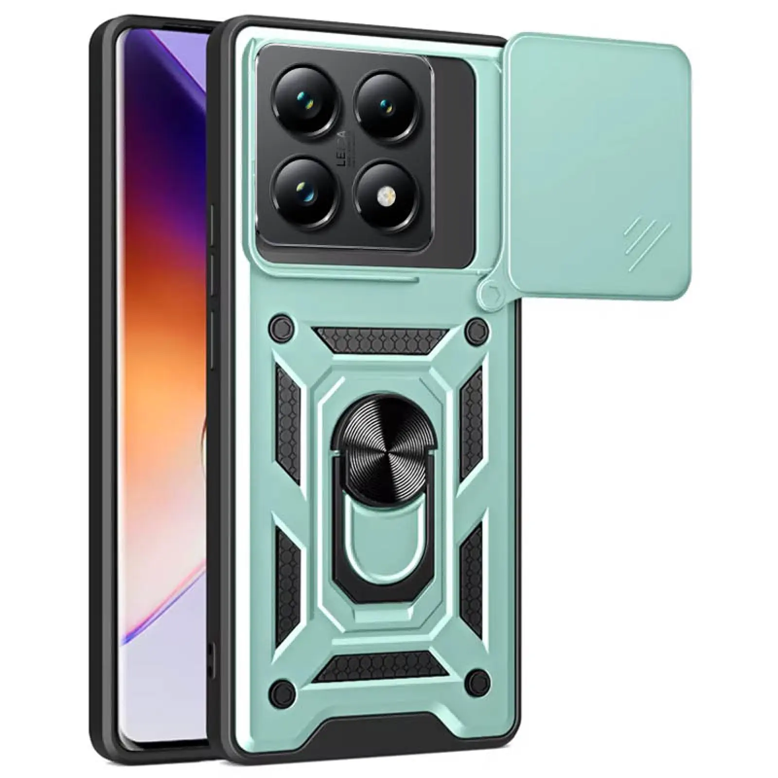 Чехол Ummi Camshield Serge Ring для Xiaomi 14T Pro, Зеленый, TPU+PC, купить оптом с доставкой