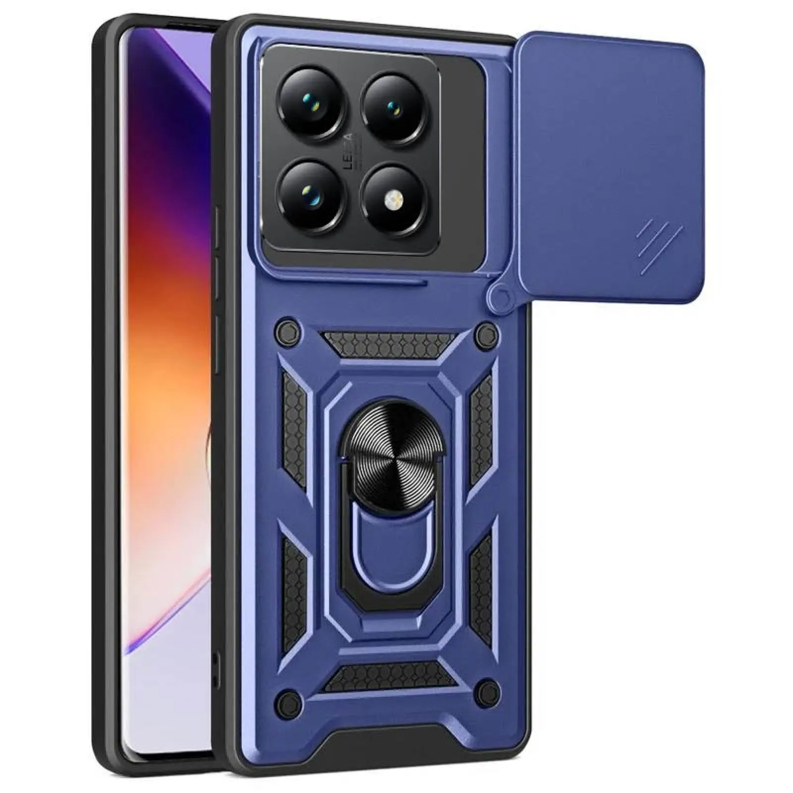 Чехол Ummi Camshield Serge Ring для Xiaomi 14T Pro, Синий, TPU+PC, купить оптом с доставкой