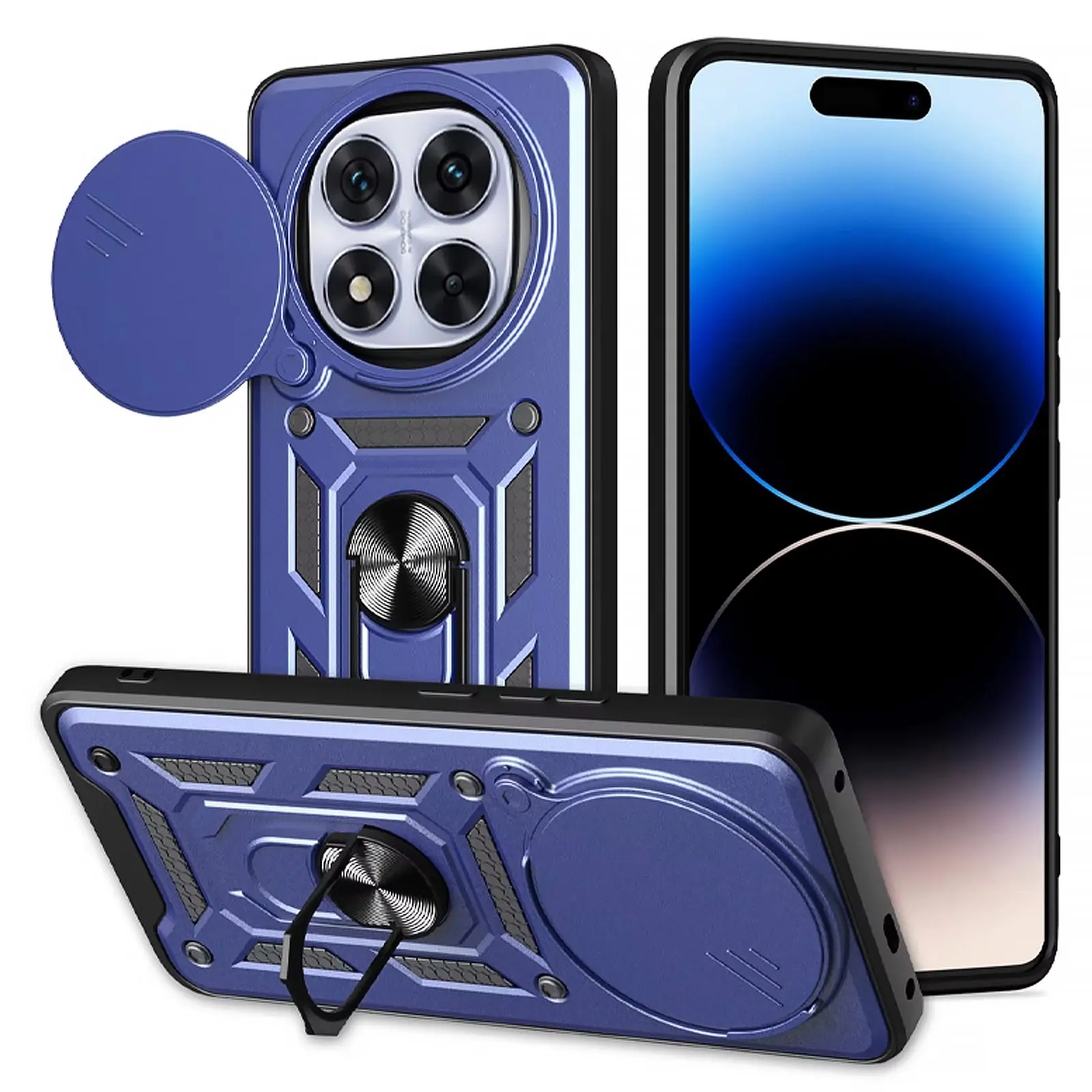 Чохол Ummi Camshield Serge Ring для Xiaomi Redmi Note 14 Pro+, Синій, TPU+PC, купити оптом з доставкою