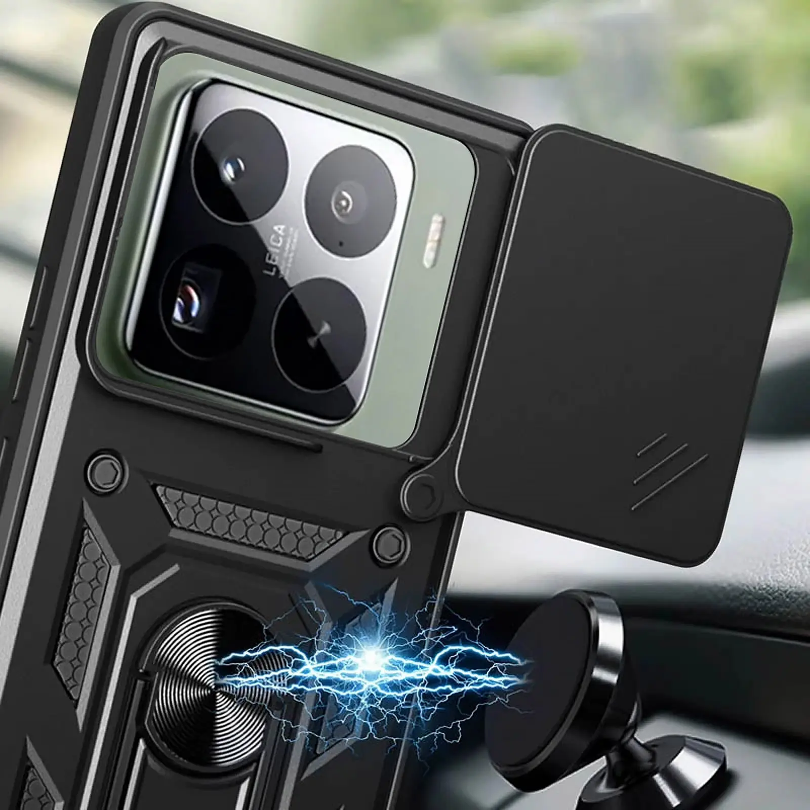 Чехол Ummi Camshield Serge Ring для Xiaomi 15, Черный 2, TPU+PC, купить оптом с доставкой