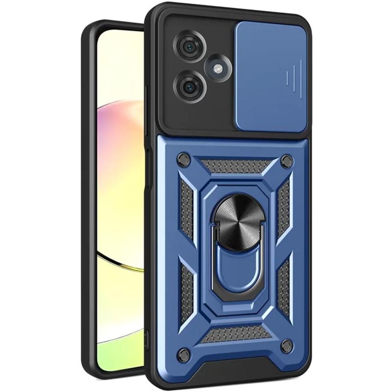 Противоударный чехол Ummi Camshield Serge Ring для Motorola Moto G55 5G | Бронированый с кольцом-подставкой на картинке №1