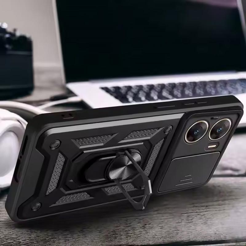 Противоударный чехол Ummi Camshield Serge Ring для Xiaomi Poco X7 Pro | Бронированый с кольцом-подставкой на картинке №4