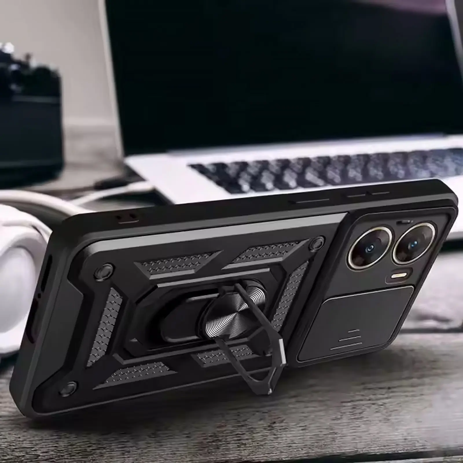 Чохол Ummi Camshield Serge Ring для Xiaomi Poco X7 Pro, Чорний 3, TPU+PC, купити оптом з доставкою