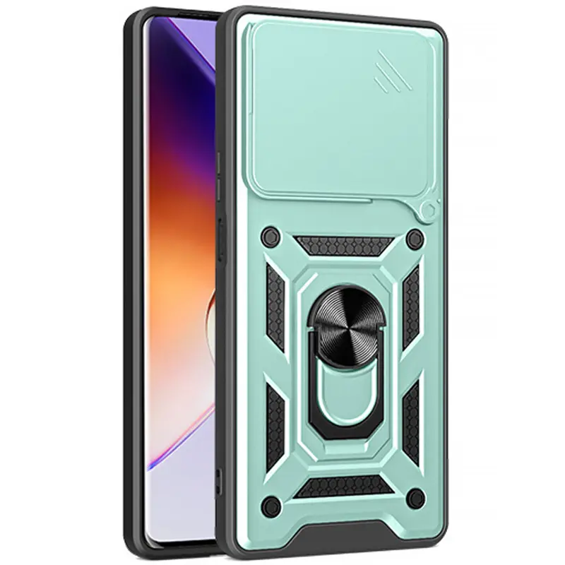 Чехол Ummi Camshield Serge Ring для Xiaomi Poco M7 Pro 5G, Зеленый / Green 1, TPU+PC, купить оптом с доставкой