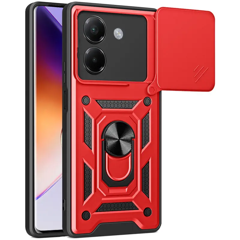 Чехол Ummi Camshield Serge Ring для Xiaomi Poco M7 Pro 5G, Красный / Red, TPU+PC, купить оптом с доставкой