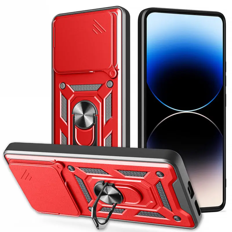 Чехол Ummi Camshield Serge Ring для Xiaomi Poco M7 Pro 5G, Красный / Red 1, TPU+PC, купить оптом с доставкой