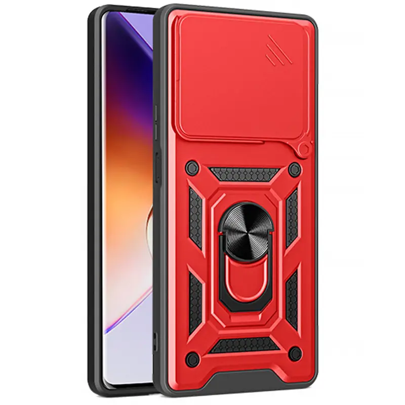 Чехол Ummi Camshield Serge Ring для Xiaomi Poco M7 Pro 5G, Красный / Red 2, TPU+PC, купить оптом с доставкой