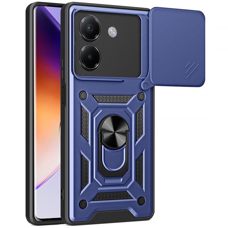 Противоударный чехол Ummi Camshield Serge Ring для Xiaomi Poco M7 Pro 5G | Бронированый с кольцом-подставкой на картинке №1