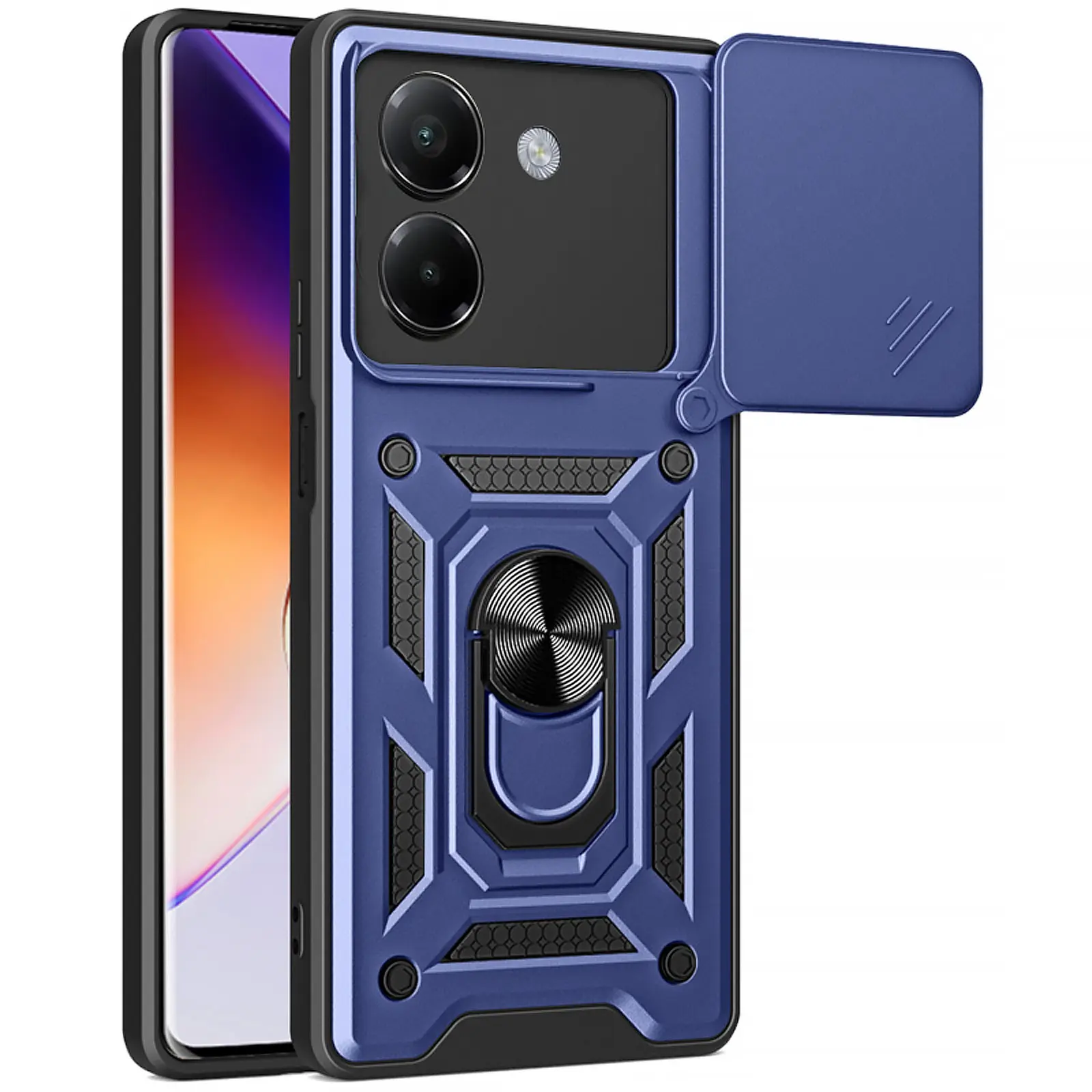 Чехол Ummi Camshield Serge Ring для Xiaomi Poco M7 Pro 5G, Синий / Navy, TPU+PC, купить оптом с доставкой