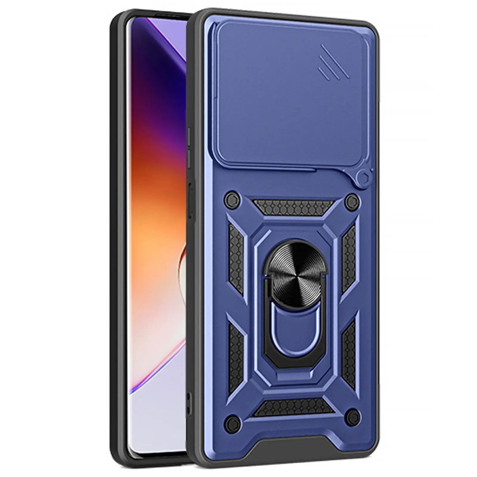 Чехол Ummi Camshield Serge Ring для Xiaomi Poco M7 Pro 5G, Синий / Navy 1, TPU+PC, купить оптом с доставкой