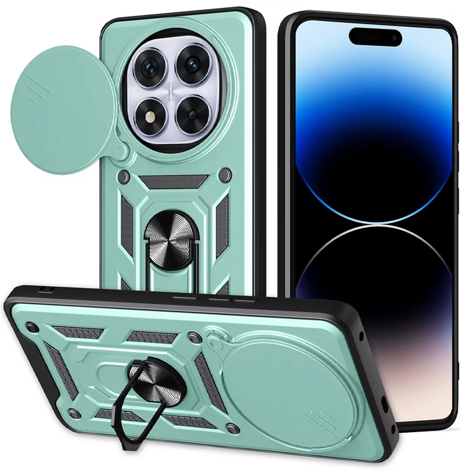 Чехол Ummi Camshield Serge Ring для Xiaomi Redmi Note 14 Pro 4G, Зеленый, TPU+PC, купить оптом с доставкой