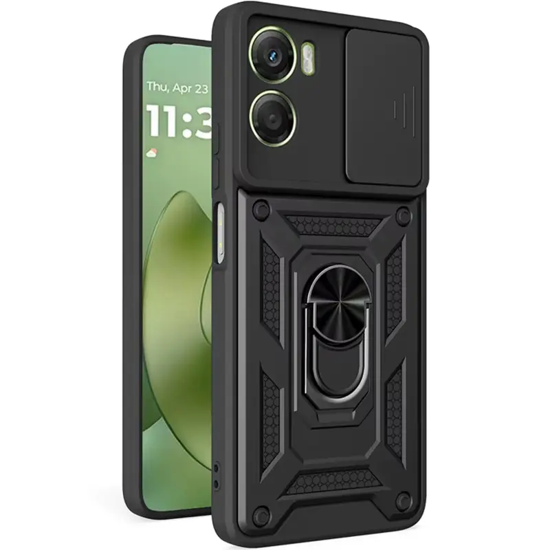 Чехол Ummi Camshield Serge Ring для Motorola Moto G05 / E15, Черный / Black 1, TPU+PC, купить оптом с доставкой
