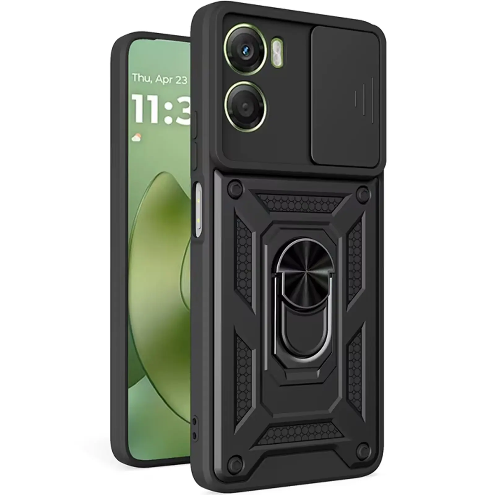 Чехол Ummi Camshield Serge Ring для Motorola Moto G05 / E15, Черный / Black 1, TPU+PC, купить оптом с доставкой