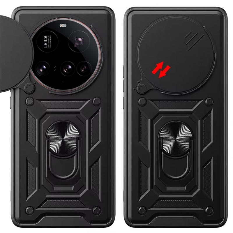 Противоударный чехол Ummi Camshield Serge Ring для Xiaomi 15 Ultra | Бронированый с кольцом-подставкой на картинке №2