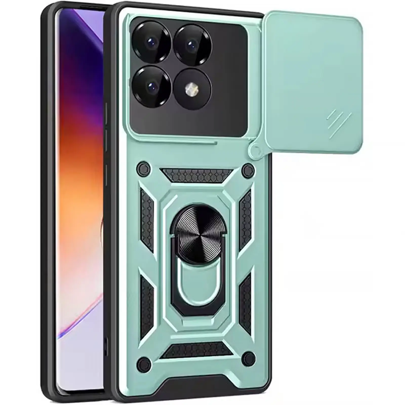 Чехол Ummi Camshield Serge Ring для Xiaomi Poco F7 Pro, Зеленый, TPU+PC, купить оптом с доставкой