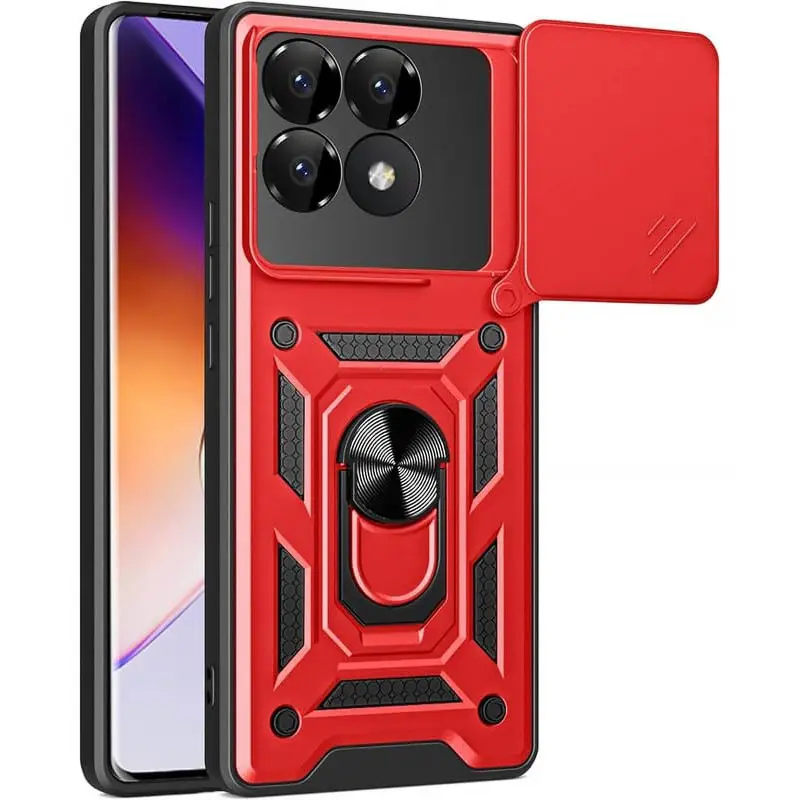 Чехол Ummi Camshield Serge Ring для Xiaomi Poco F7 Pro, Красный / Red, TPU+PC, купить оптом с доставкой