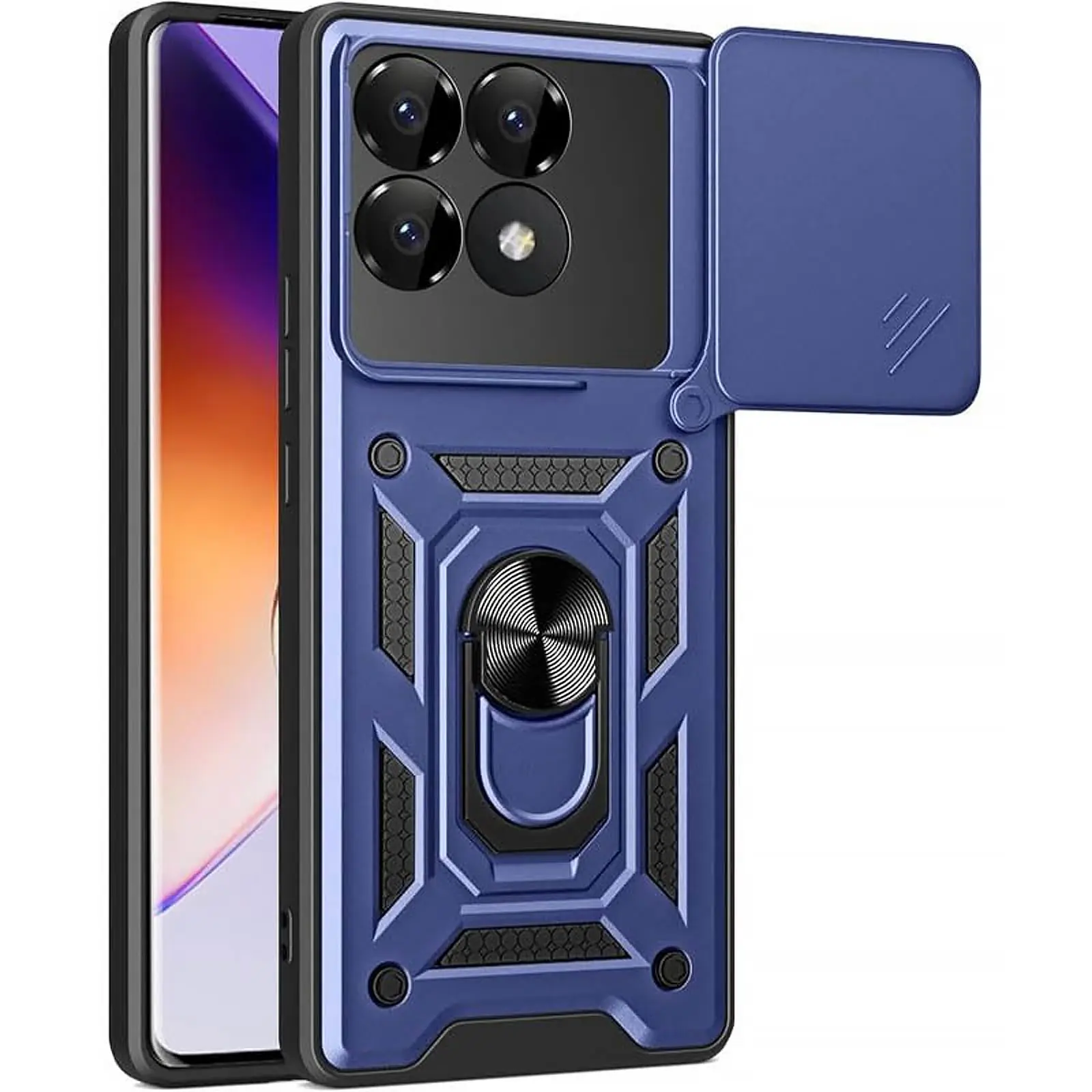 Чехол Ummi Camshield Serge Ring для Xiaomi Poco F7 Pro, Синий, TPU+PC, купить оптом с доставкой