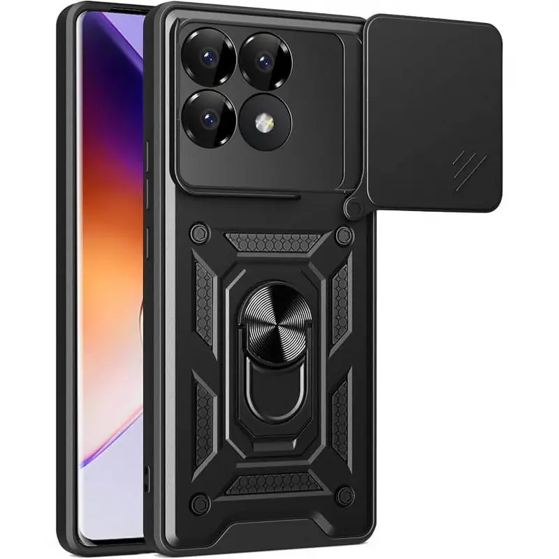 Чехол Ummi Camshield Serge Ring для Xiaomi Poco F7 Pro, Черный / Black, TPU+PC, купить оптом с доставкой