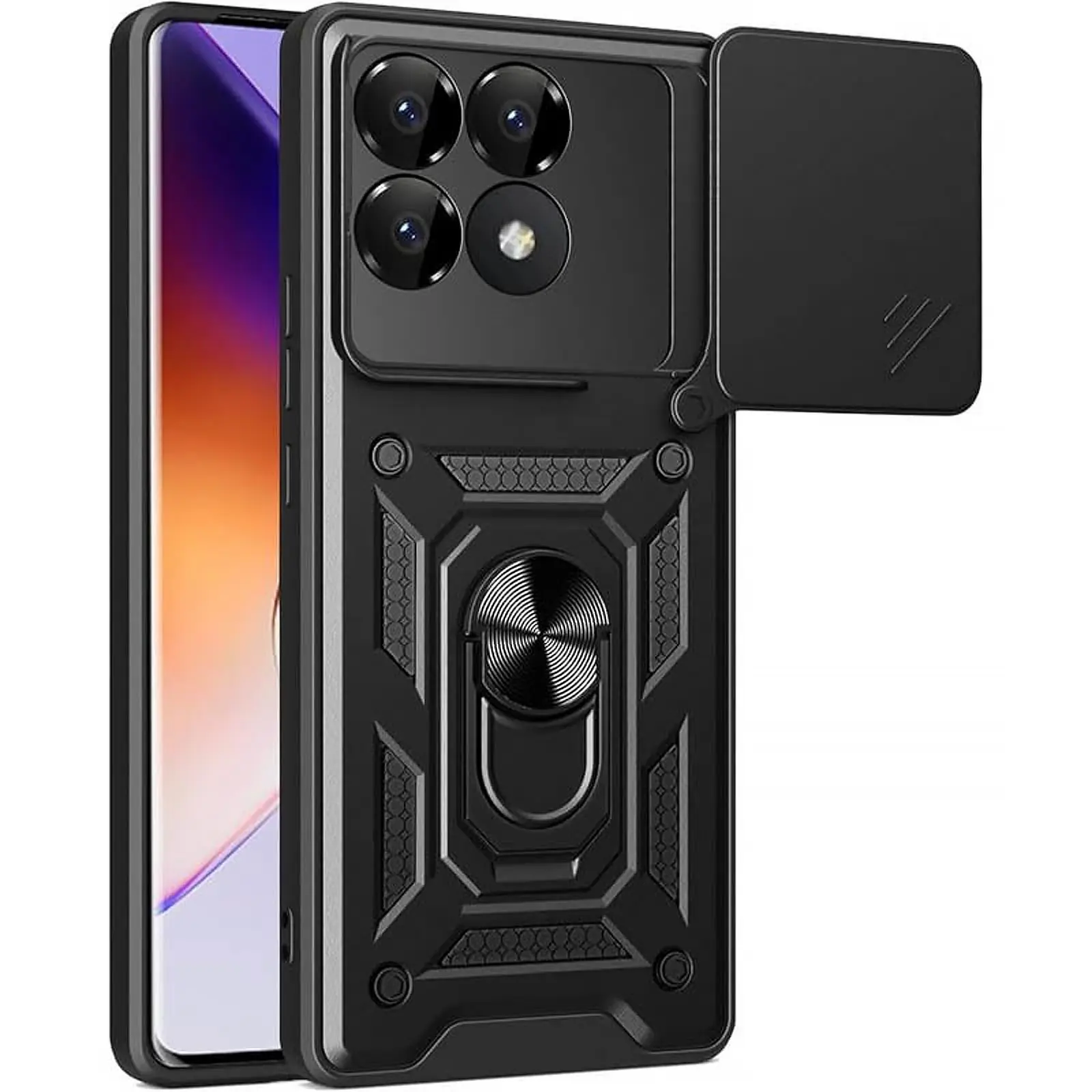Чехол Ummi Camshield Serge Ring для Xiaomi Poco F7 Pro, Черный / Black, TPU+PC, купить оптом с доставкой