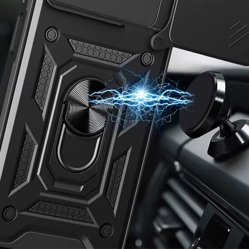 Противоударный чехол Ummi Camshield Serge Ring для Xiaomi Poco F7 Pro | Бронированый с кольцом-подставкой на картинке №3