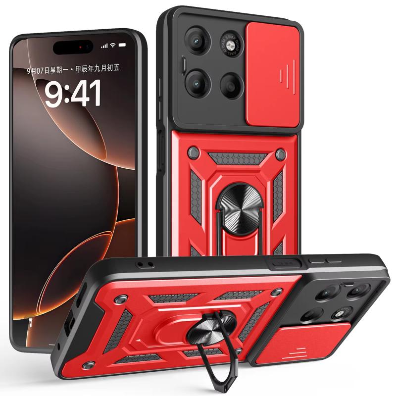 Противоударный чехол Ummi Camshield Serge Ring для Motorola Edge 60 | Бронированый с кольцом-подставкой на картинке №2