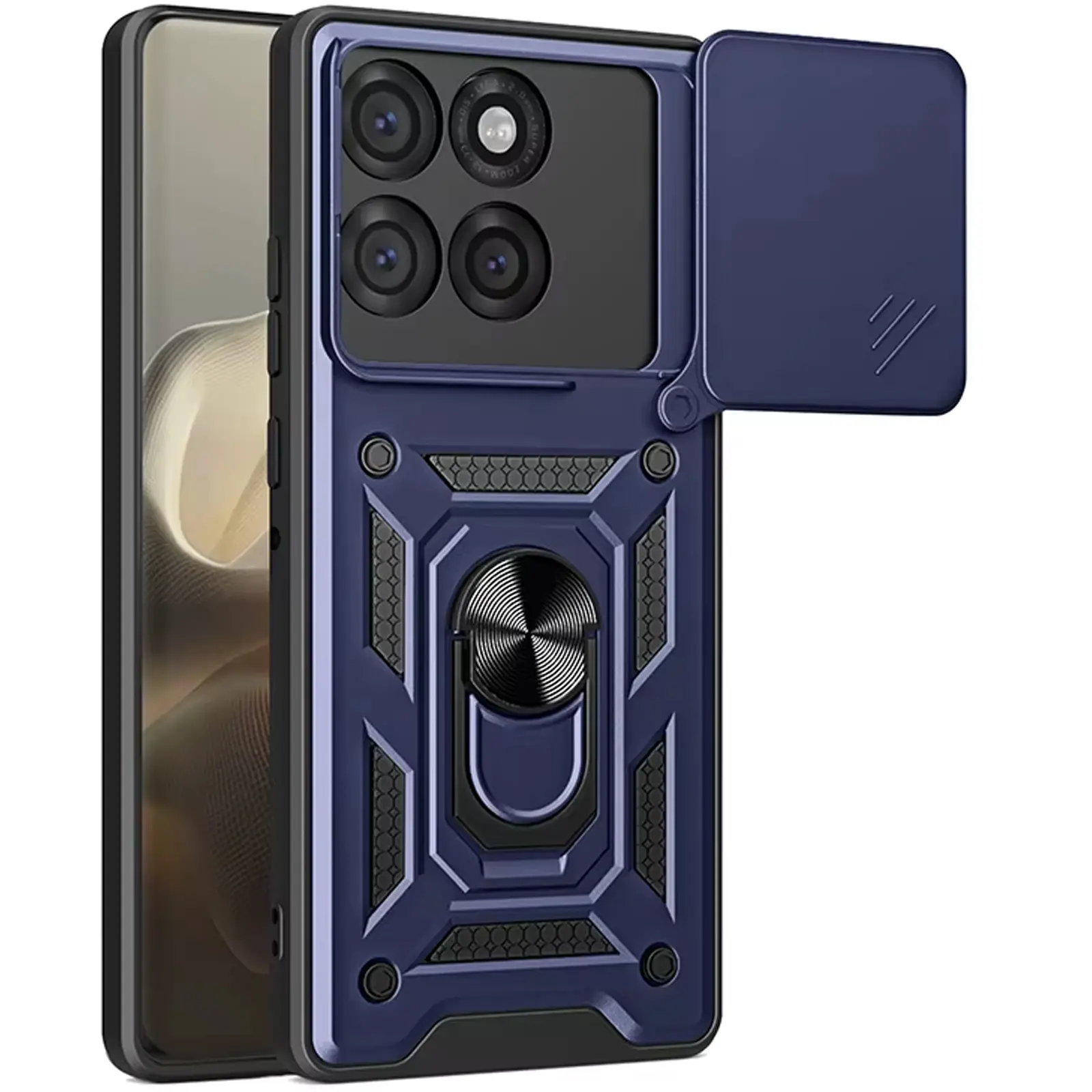 Чехол Ummi Camshield Serge Ring для Motorola Edge 60 Pro, Синий / Navy, TPU+PC, купить оптом с доставкой
