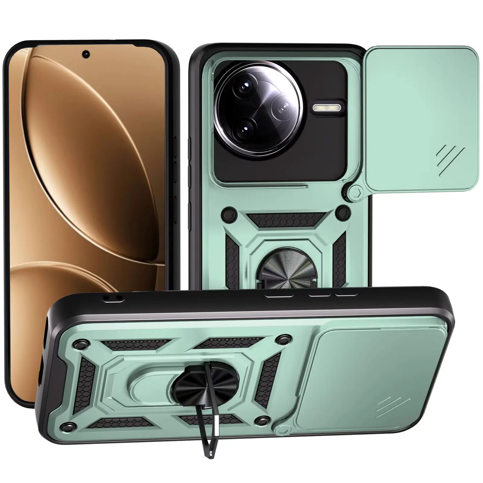 Чехол Ummi Camshield Serge Ring для Xiaomi Poco F7 Ultra, Зеленый, TPU+PC, купить оптом с доставкой