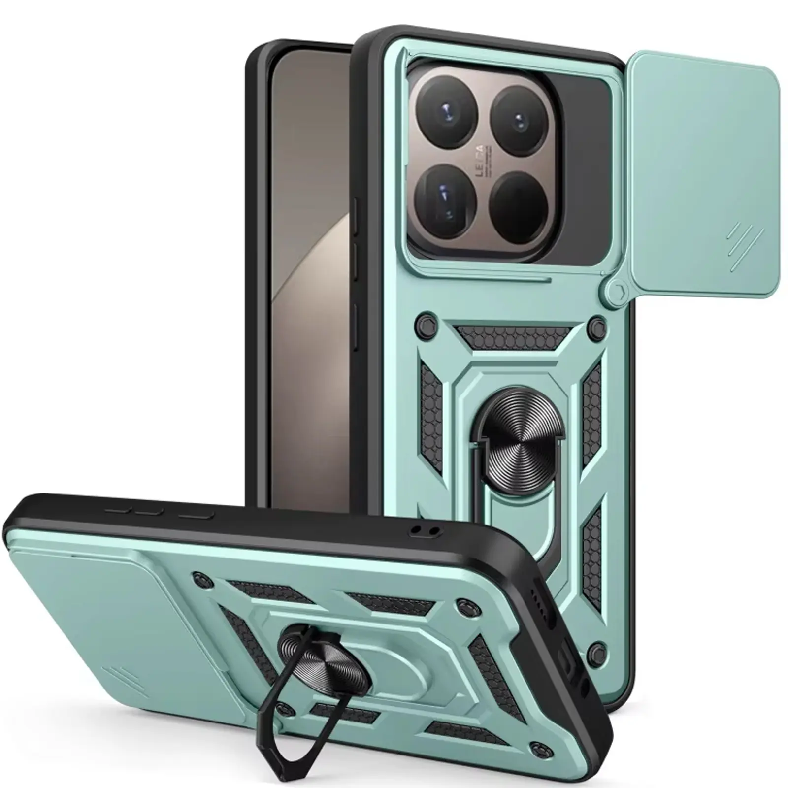 Чехол Ummi Camshield Serge Ring для Xiaomi 15T, Зеленый / Green, TPU+PC, купить оптом с доставкой