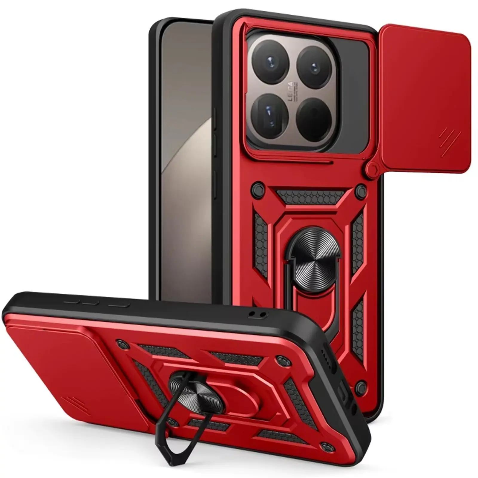 Чехол Ummi Camshield Serge Ring для Xiaomi 15T, Красный / Red, TPU+PC, купить оптом с доставкой