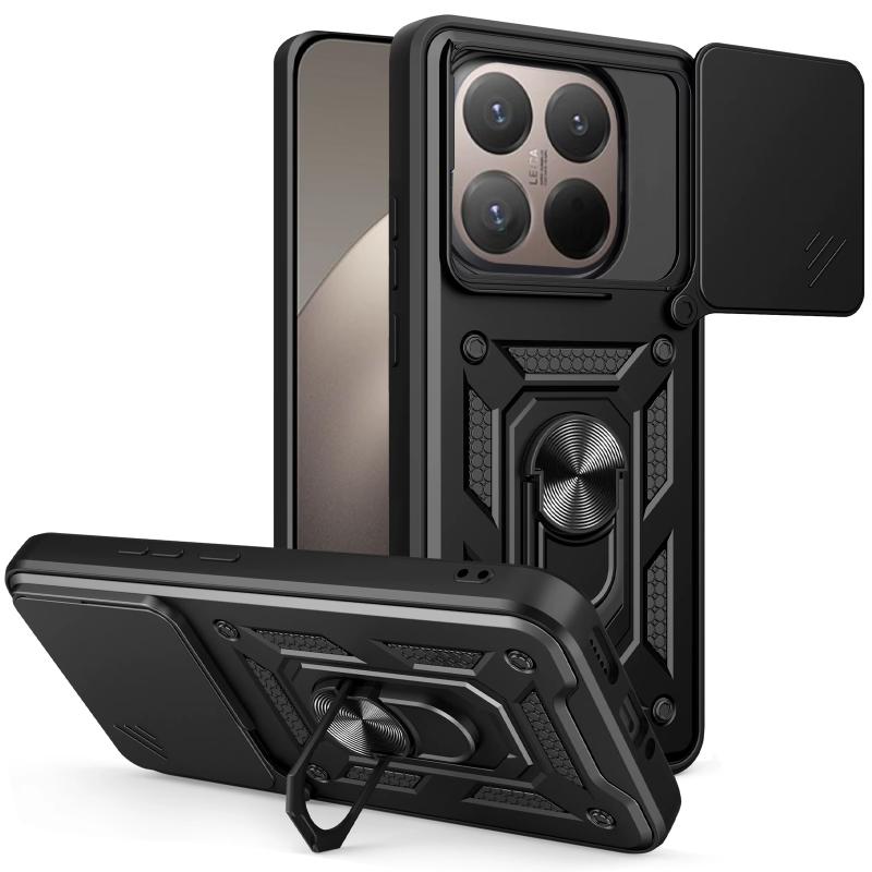 Противоударный чехол Ummi Camshield Serge Ring для Xiaomi 15T | Бронированый с кольцом-подставкой на картинке №1