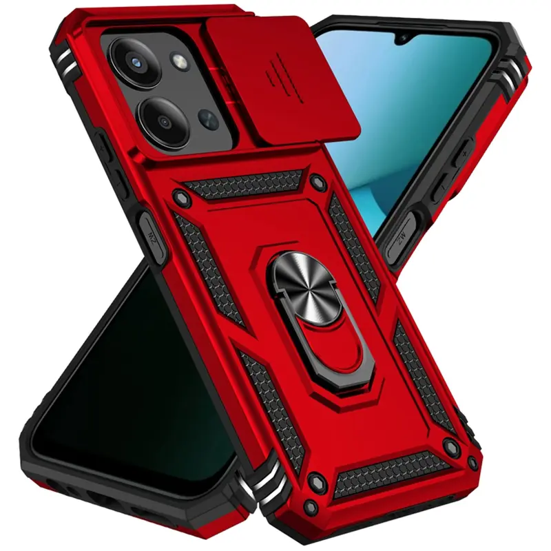 Чехол Ummi Camshield Serge Ring для Xiaomi Redmi 15C (Global) / Poco C85 (Global), Красный / Red 1, TPU+PC, купить оптом с доставкой