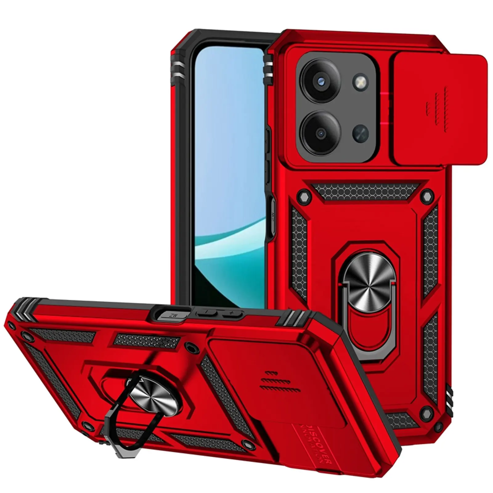 Чехол Ummi Camshield Serge Ring для Xiaomi Redmi 15C (Global) / Poco C85 (Global), Красный / Red, TPU+PC, купить оптом с доставкой