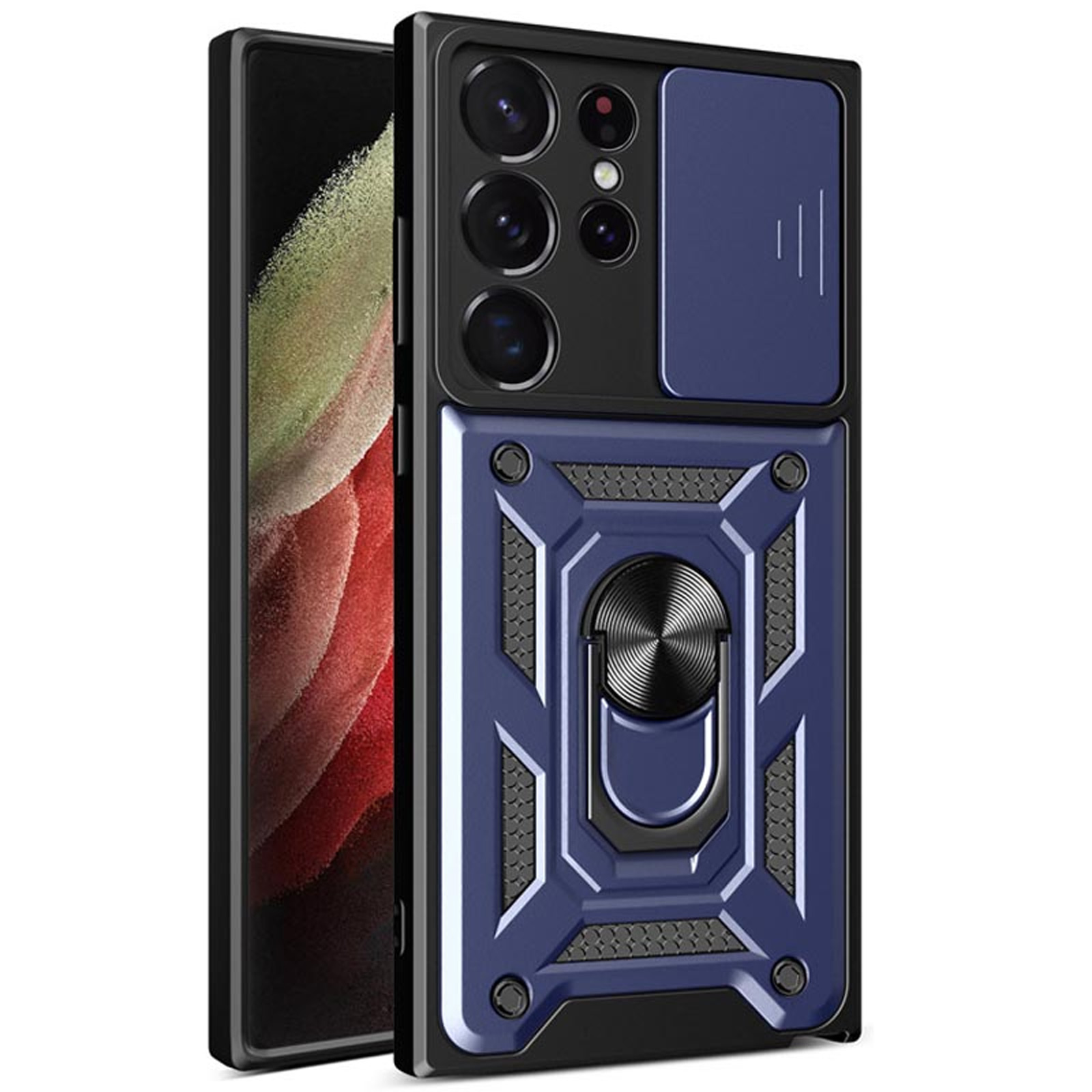 Чохол Ummi Camshield Serge Ring для Samsung Galaxy S26 Ultra, Синій / Navy, TPU+PC, купити оптом з доставкою