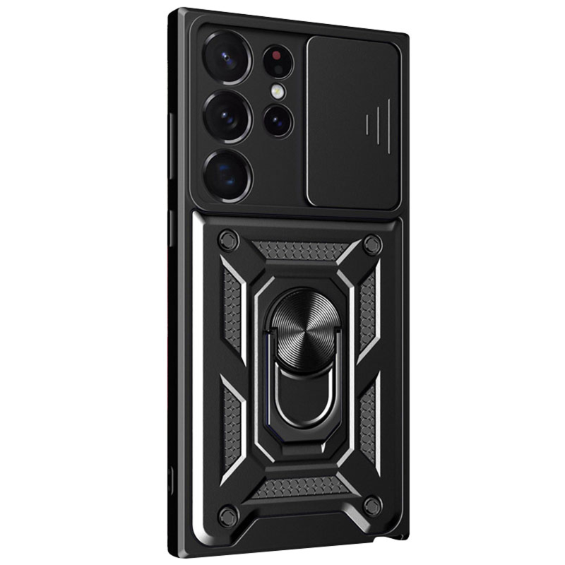 Чохол Ummi Camshield Serge Ring для Samsung Galaxy S26 Ultra, Чорний / Black 1, TPU+PC, купити оптом з доставкою