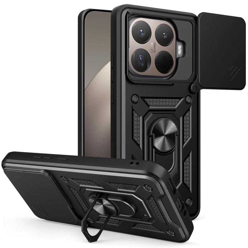 Противоударный чехол Ummi Camshield Serge Ring для Xiaomi 15T Pro | Бронированый с кольцом-подставкой на картинке №1