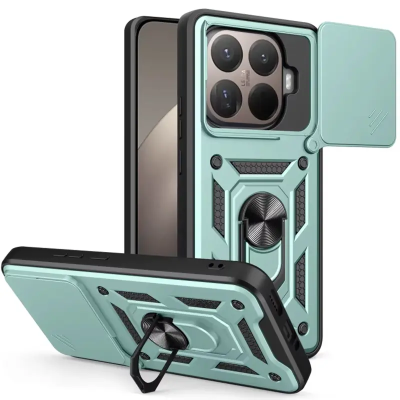 Чехол Ummi Camshield Serge Ring для Xiaomi 15T Pro, Зеленый / Green, TPU+PC, купить оптом с доставкой