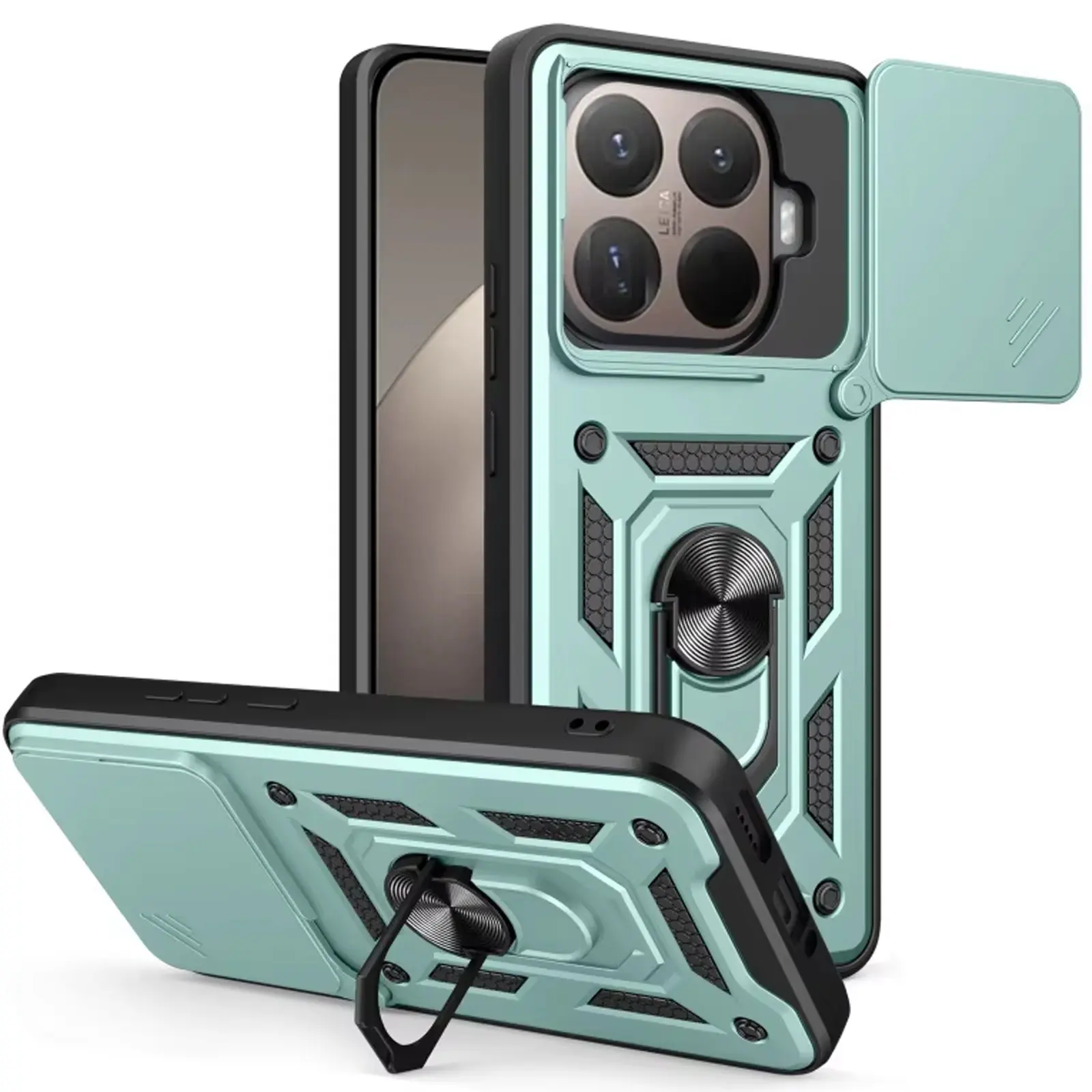 Чехол Ummi Camshield Serge Ring для Xiaomi 15T Pro, Зеленый / Green, TPU+PC, купить оптом с доставкой