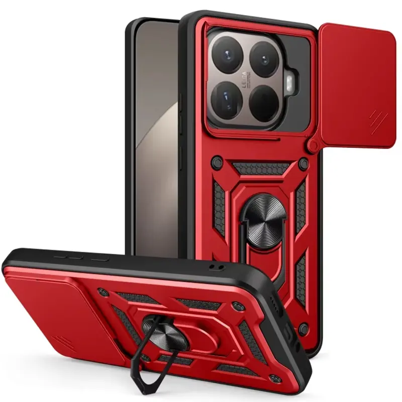 Чехол Ummi Camshield Serge Ring для Xiaomi 15T Pro, Красный / Red, TPU+PC, купить оптом с доставкой