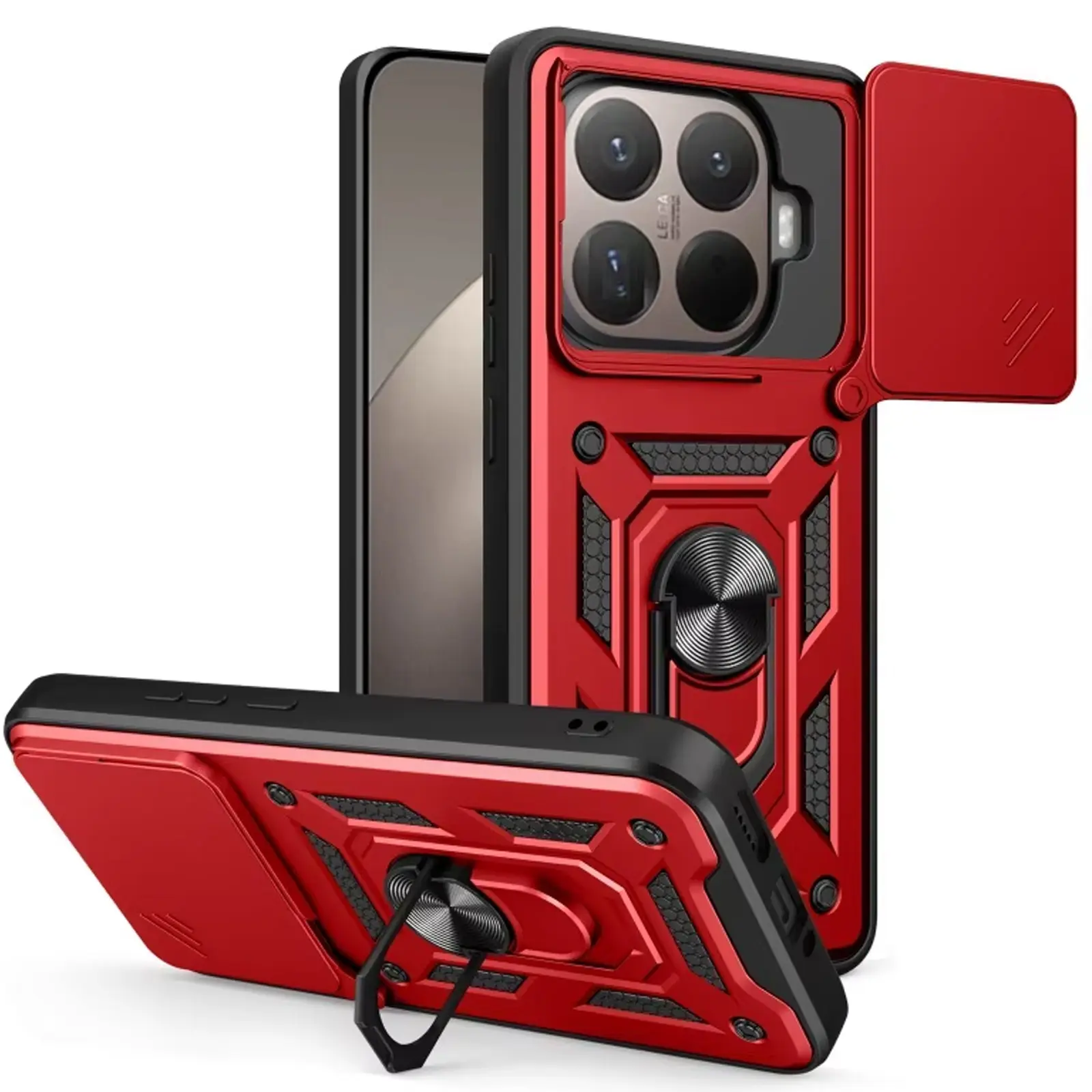 Чехол Ummi Camshield Serge Ring для Xiaomi 15T Pro, Красный / Red, TPU+PC, купить оптом с доставкой