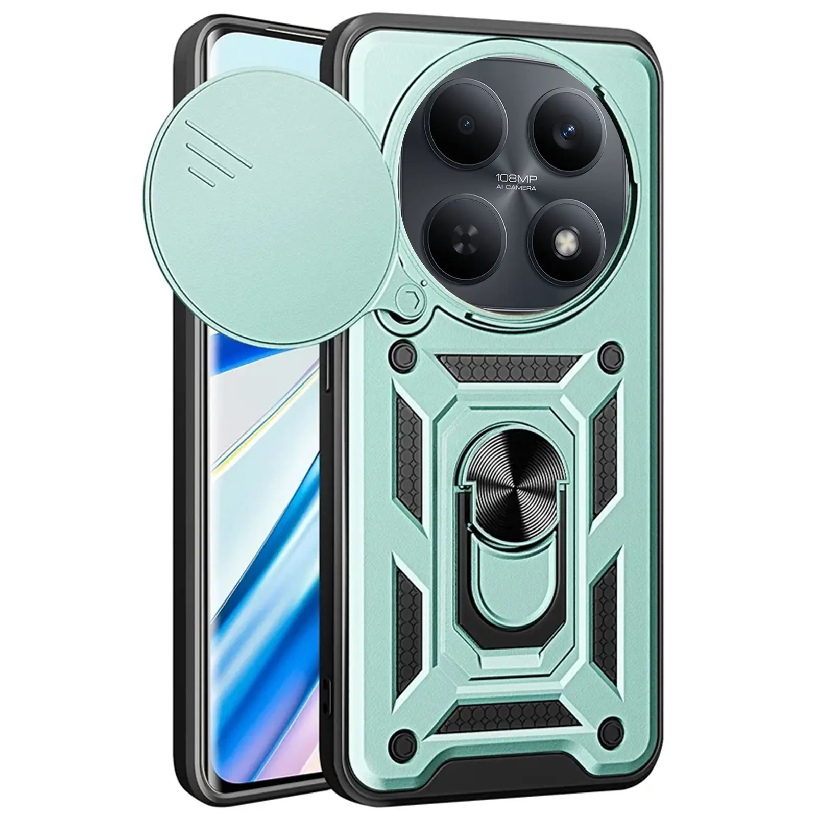 Чехол Ummi Camshield Serge Ring для Xiaomi Redmi Note 15 (EU) / Poco M8 5G, Зеленый / Green, TPU+PC, купить оптом с доставкой