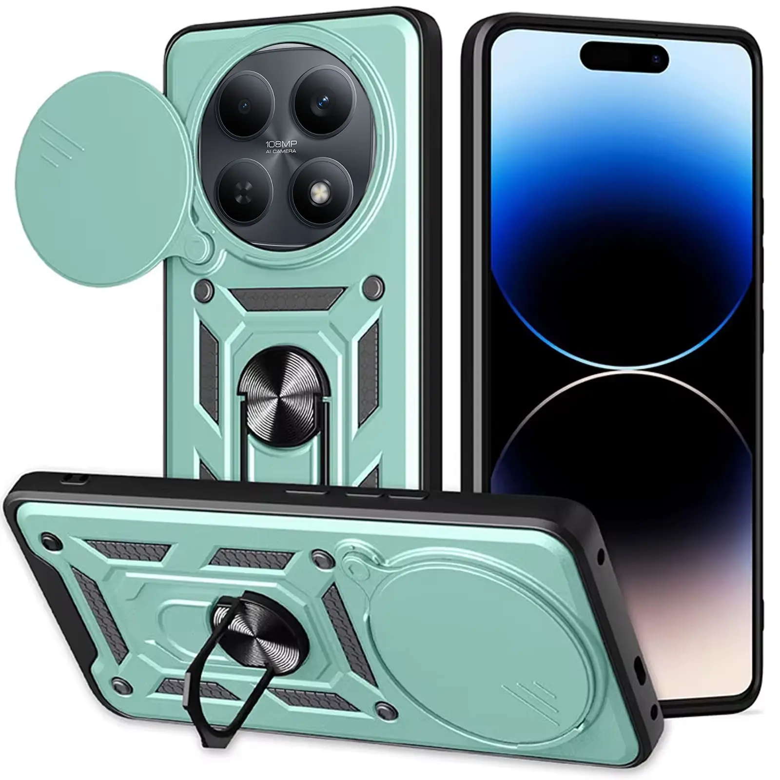 Чехол Ummi Camshield Serge Ring для Xiaomi Redmi Note 15 (EU) / Poco M8 5G, Зеленый / Green 1, TPU+PC, купить оптом с доставкой