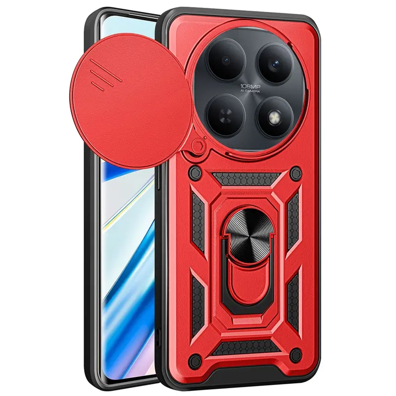 Чехол Ummi Camshield Serge Ring для Xiaomi Redmi Note 15 (EU) / Poco M8 5G, Красный / Red, TPU+PC, купить оптом с доставкой