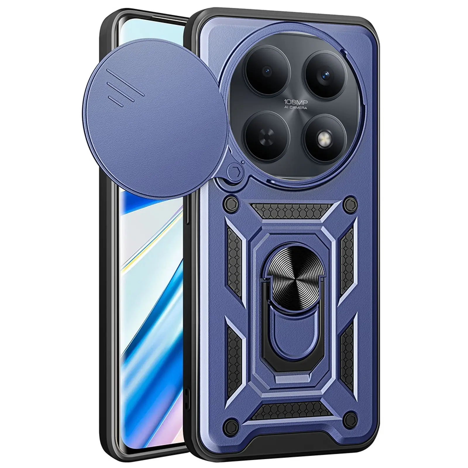 Чехол Ummi Camshield Serge Ring для Xiaomi Redmi Note 15 (EU) / Poco M8 5G, Синий / Navy, TPU+PC, купить оптом с доставкой